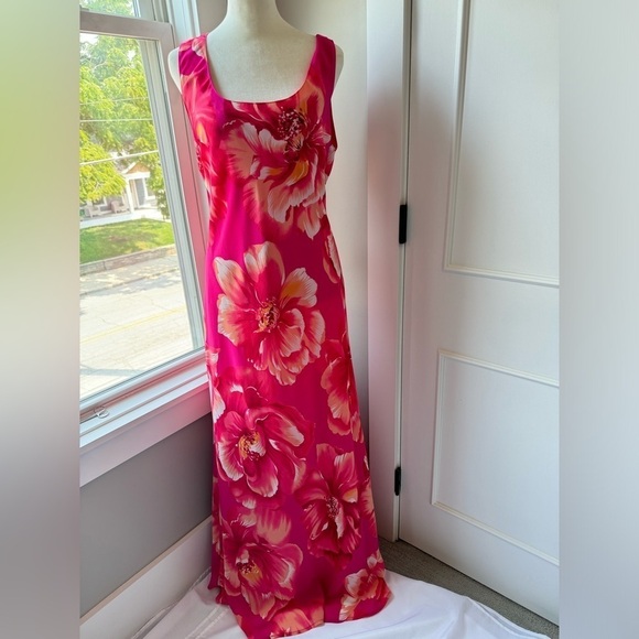 Absolutely, stunning, high-quality pink floral, long dress size M/L - Picture 1 of 4